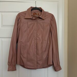 NWT Pink Leather Jacket, Size Medium